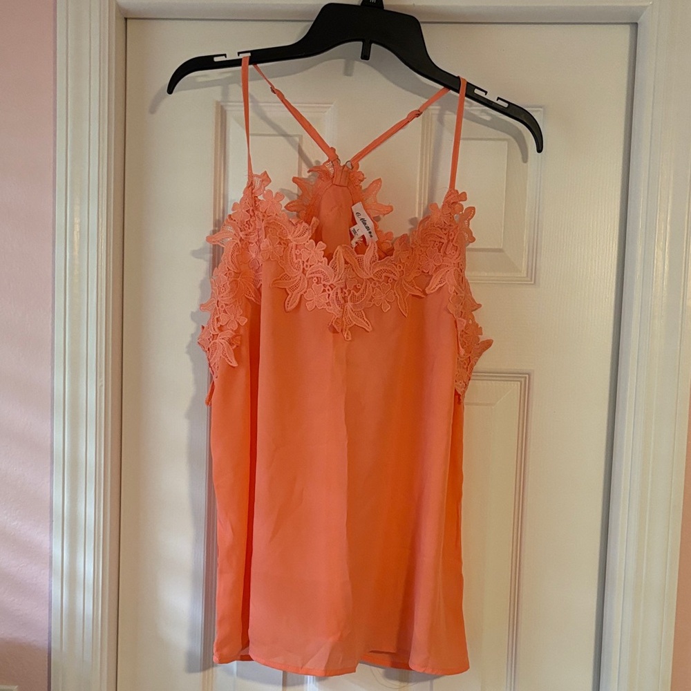 Coral Lace Cami Top - Size Large NWT